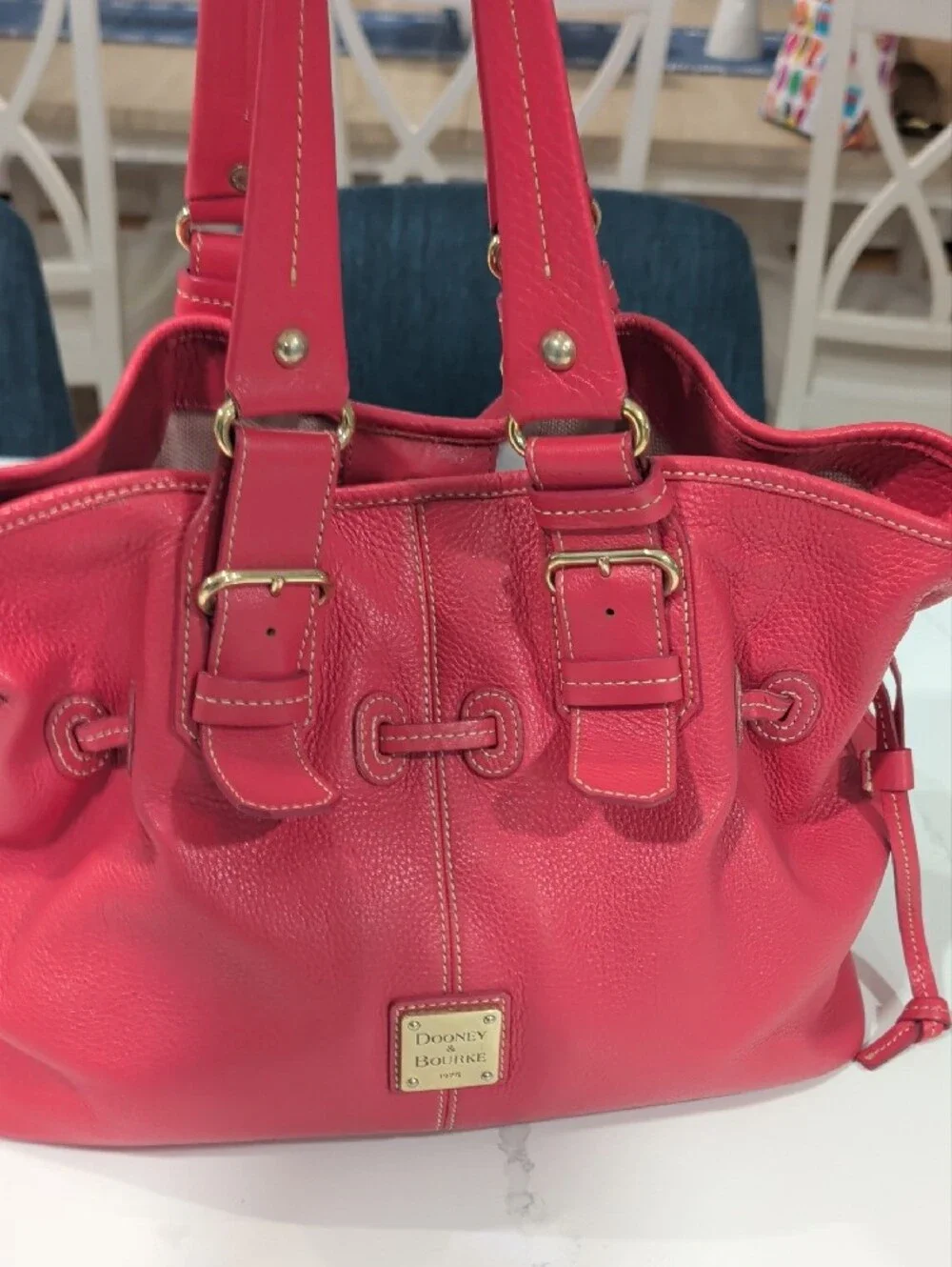 Dooney & Bourke Vintage Leather Shoulder Bag with Gold Hardware